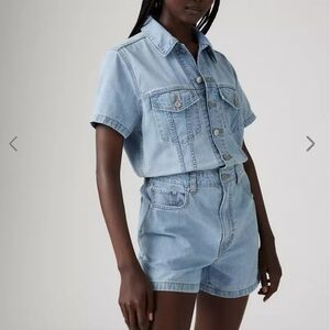 Levi's Women's Cotton Type III Denim Romper in color Forgotten Dream